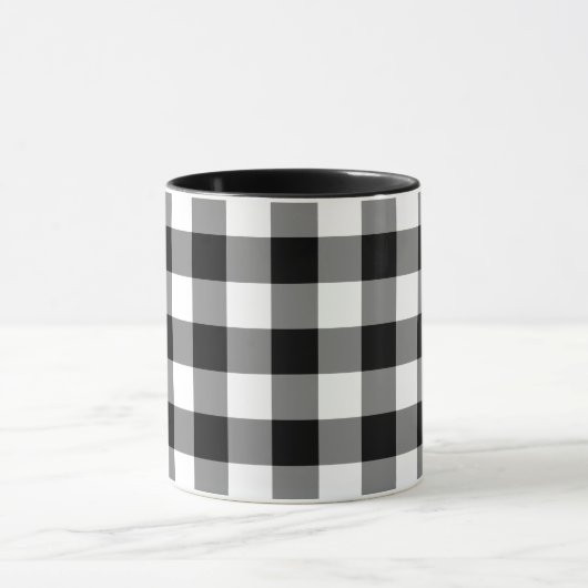 Zwart-wit Gingham Pattern Mok (Midden)