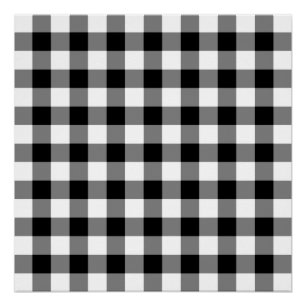 Zwart-wit Gingham Pattern Perfect Poster