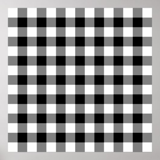 Zwart-wit Gingham Pattern Poster (Voorkant)