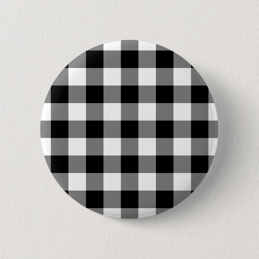 Zwart-wit Gingham Pattern Ronde Button 5,7 Cm (Voorkant)