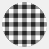 Zwart-wit Gingham Pattern Ronde Sticker (Voorkant)