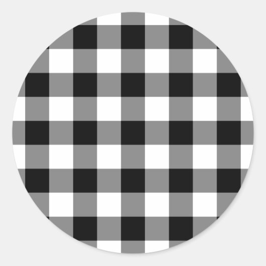 Zwart-wit Gingham Pattern Ronde Sticker (Voorkant)