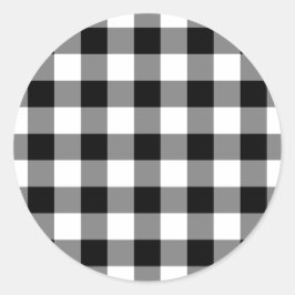 Zwart-wit Gingham Pattern Ronde Sticker