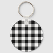 Zwart-wit Gingham Pattern Sleutelhanger (Voorkant)