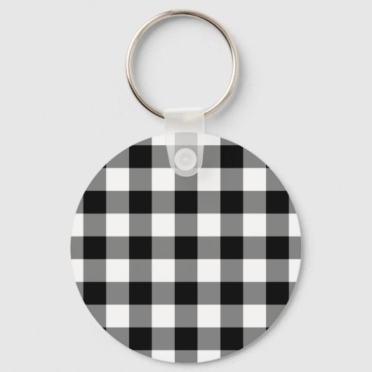 Zwart-wit Gingham Pattern Sleutelhanger (Voorkant)