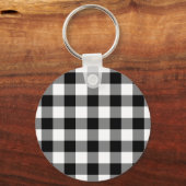 Zwart-wit Gingham Pattern Sleutelhanger (Voorkant)