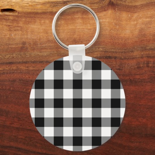 Zwart-wit Gingham Pattern Sleutelhanger (Voorkant)