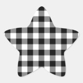 Zwart-wit Gingham Pattern Ster Sticker (Voorkant)