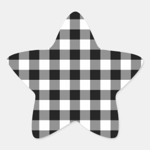 Zwart-wit Gingham Pattern Ster Sticker
