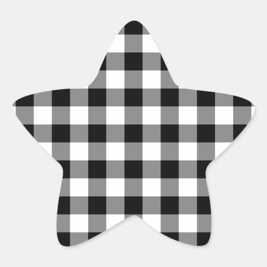 Zwart-wit Gingham Pattern Ster Sticker (Voorkant)