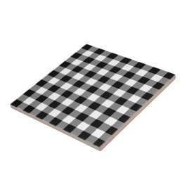 Zwart-wit Gingham Pattern Tegeltje