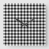 Zwart-wit Gingham Pattern Vierkante Klok (Voorkant)