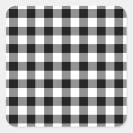 Zwart-wit Gingham Pattern Vierkante Sticker