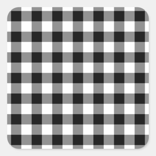 Zwart-wit Gingham Pattern Vierkante Sticker (Voorkant)