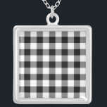 Zwart-wit Gingham Pattern Zilver Vergulden Ketting<br><div class="desc">De zwarte, witte, en grijze vierkanten vormen een gewaagde, gecontroleerde vlecht. Het zwarte en witte gingham-patroon werd van nul gemaakt. Het wit is transparant, dus je kunt het veranderen als je wilt. Klik op de knop "Aanpassen" en selecteer vervolgens een "Afgedrukte achtergrondkleur" in de zijbalk. Wanneer u klaar bent, klik...</div>