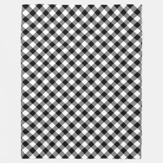 Zwart-wit Gingham Plaid Fleece Deken (Voorkant)