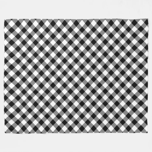 Zwart-wit Gingham Plaid Fleece Deken (Voorkant (Horizontaal))