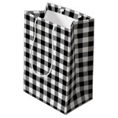 Zwart-wit Gingham Plaid Gift Bag Medium Cadeauzakje (Achterkant Gekanteld)