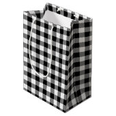 Zwart-wit Gingham Plaid Gift Bag Medium Cadeauzakje (Voorkant Gekanteld)