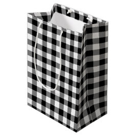 Zwart-wit Gingham Plaid Gift Bag Medium Cadeauzakje
