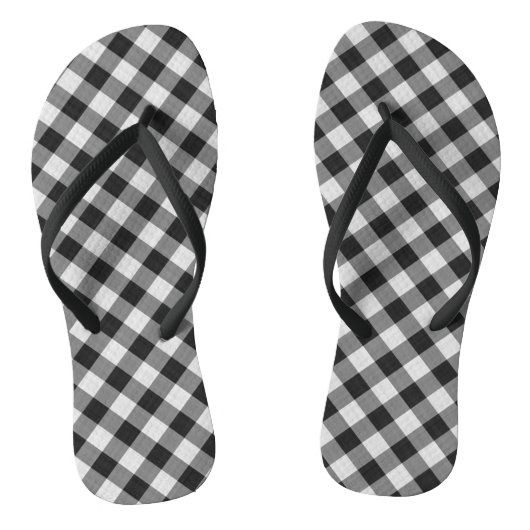 Zwart-wit Gingham Plays Checkered Pattern Teenslippers (Voetbed)