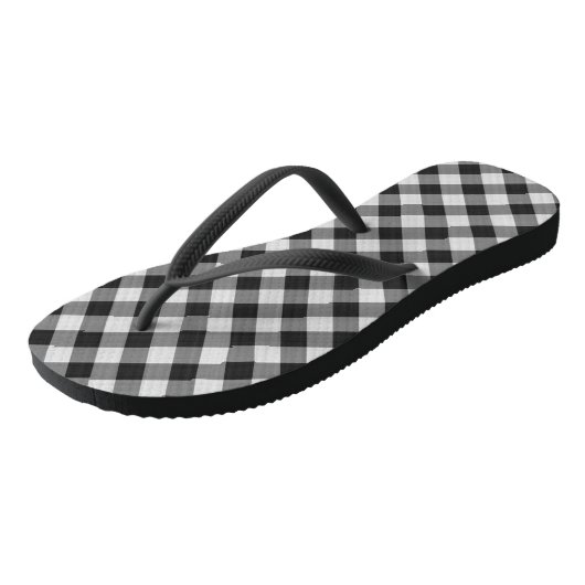 Zwart-wit Gingham Plays Checkered Pattern Teenslippers (Schuin)