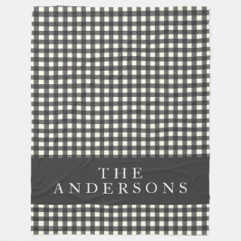  zwart-wit Gingham Pset op persoonlijke titel Fleece Deken