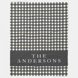  zwart-wit Gingham Pset op persoonlijke titel Fleece Deken