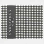 zwart-wit Gingham Pset op persoonlijke titel Fleece Deken (Voorkant (Horizontaal))