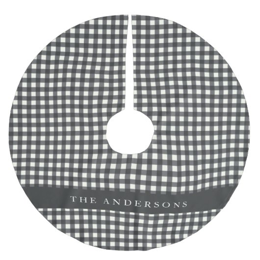 zwart-wit Gingham Pset op persoonlijke titel Kerstboom Rok (Voorkant)