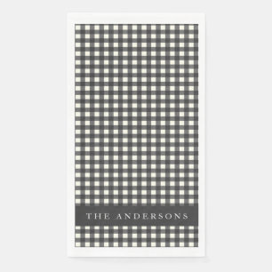 zwart-wit Gingham Pset op persoonlijke titel Servet