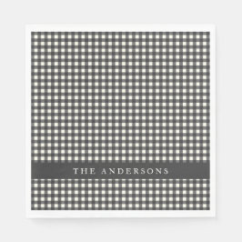  zwart-wit Gingham Pset op persoonlijke titel Servet
