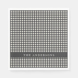 zwart-wit Gingham Pset op persoonlijke titel Servet