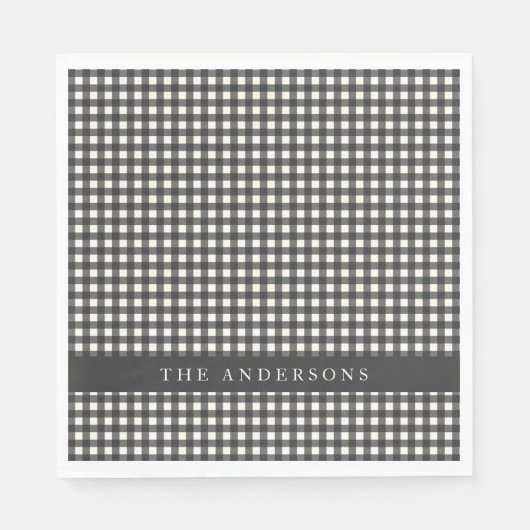 zwart-wit Gingham Pset op persoonlijke titel Servet (Voorkant)