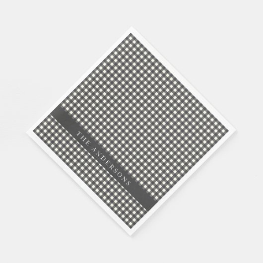  zwart-wit Gingham Pset op persoonlijke titel Servet (Hoek)