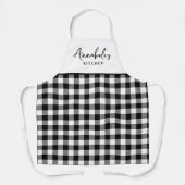 Zwart-wit Gingham Stijlvol Script Schort (Voorkant)
