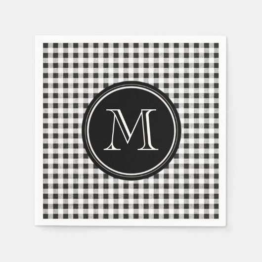 Zwart-wit Gingham, uw Monogram Servetten (Voorkant)