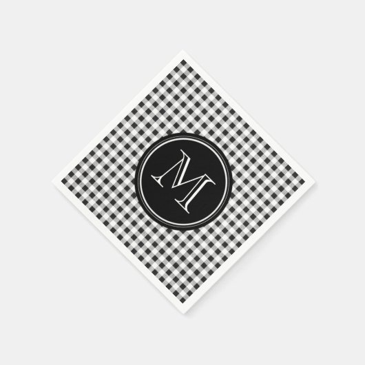 Zwart-wit Gingham, uw Monogram Servetten (Hoek)