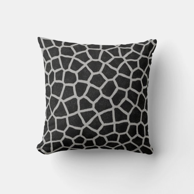 Zwart-wit giraffeprint kussen (Voorkant)
