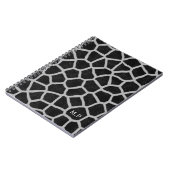 Zwart-wit giraffeprint met monogram notitieboek (Linkerzijde)