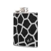 Zwart-wit giraffeprint monogram heupfles (Links)