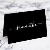 Zwart Wit Girly Signature Individuele Plaats Kaart