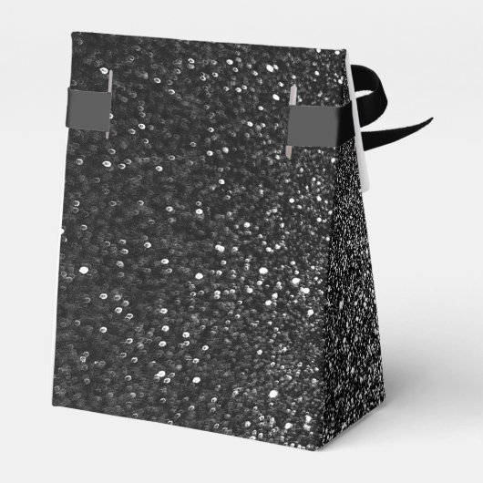 Zwart-wit Glam Chic Modern Wedding Glitter Bedankdoosjes (Achterkant)