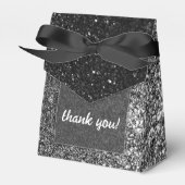 Zwart-wit Glam Chic Modern Wedding Glitter Bedankdoosjes (Voorkant Zijde)