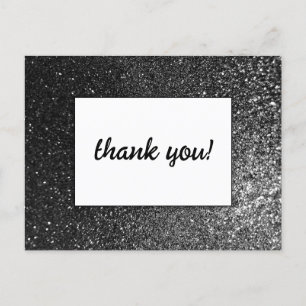 Zwart-wit Glam Chic Modern Wedding Glitter Briefkaart