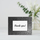 Zwart-wit Glam Chic Modern Wedding Glitter Briefkaart (Staand voorkant)