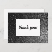 Zwart-wit Glam Chic Modern Wedding Glitter Briefkaart (Voorkant / Achterkant)