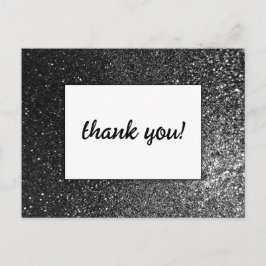 Zwart-wit Glam Chic Modern Wedding Glitter Briefkaart