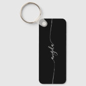 Zwart-Wit Glam Handtekening Naam Sleutelhanger (Voorkant)