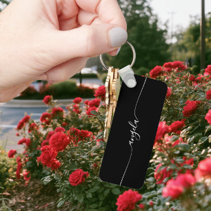 Zwart-Wit Glam Handtekening Naam Sleutelhanger